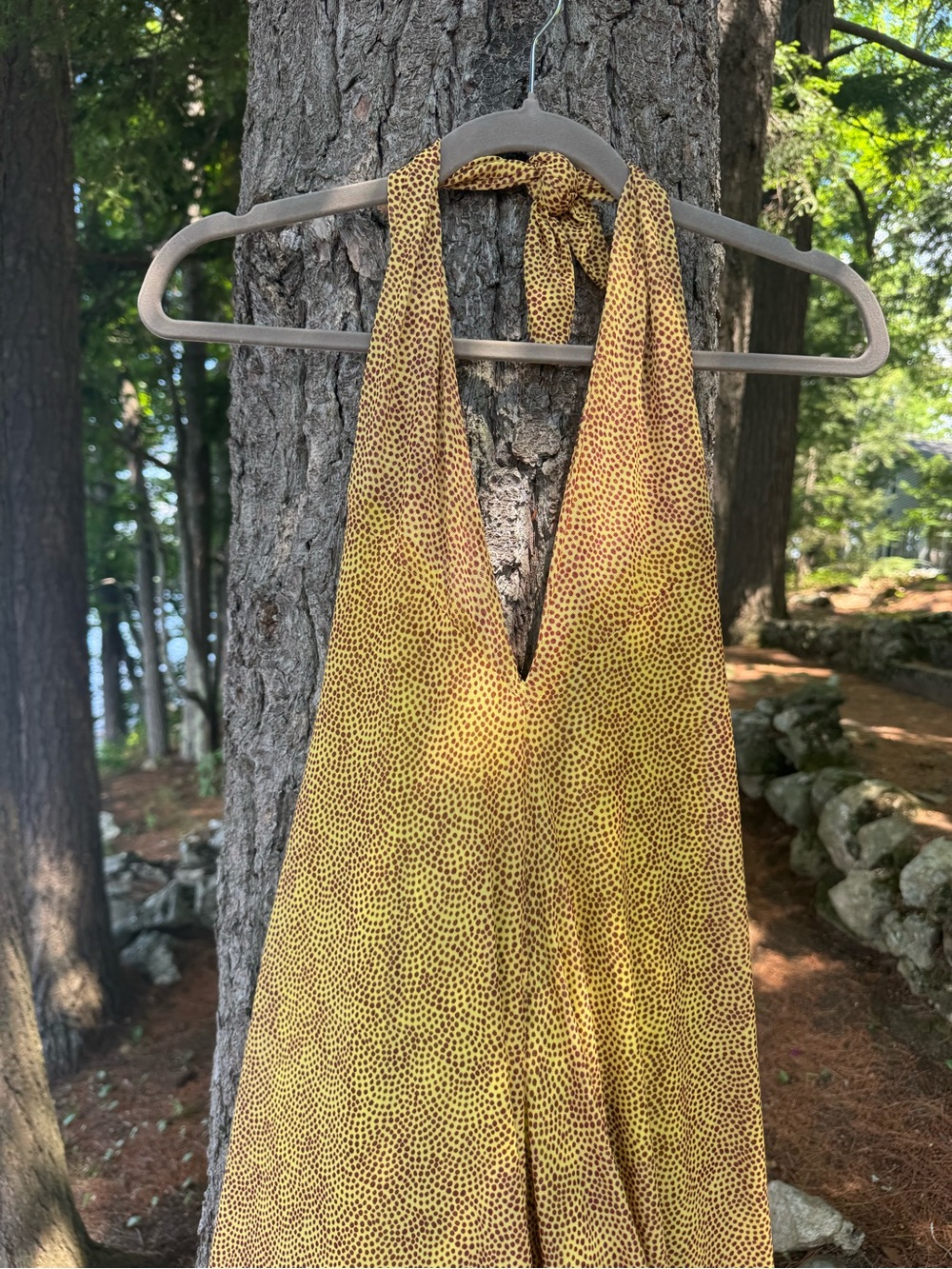 Victoria's Secret Neon Yellow & Brown Halter Swim Coverup M NWT